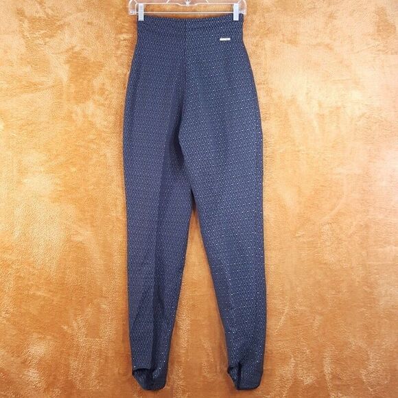 Vintage OBERMEYER Womens Ski Pants Size 6 Gray Diamond High Rise Pleated Stirrup - Picture 7 of 12